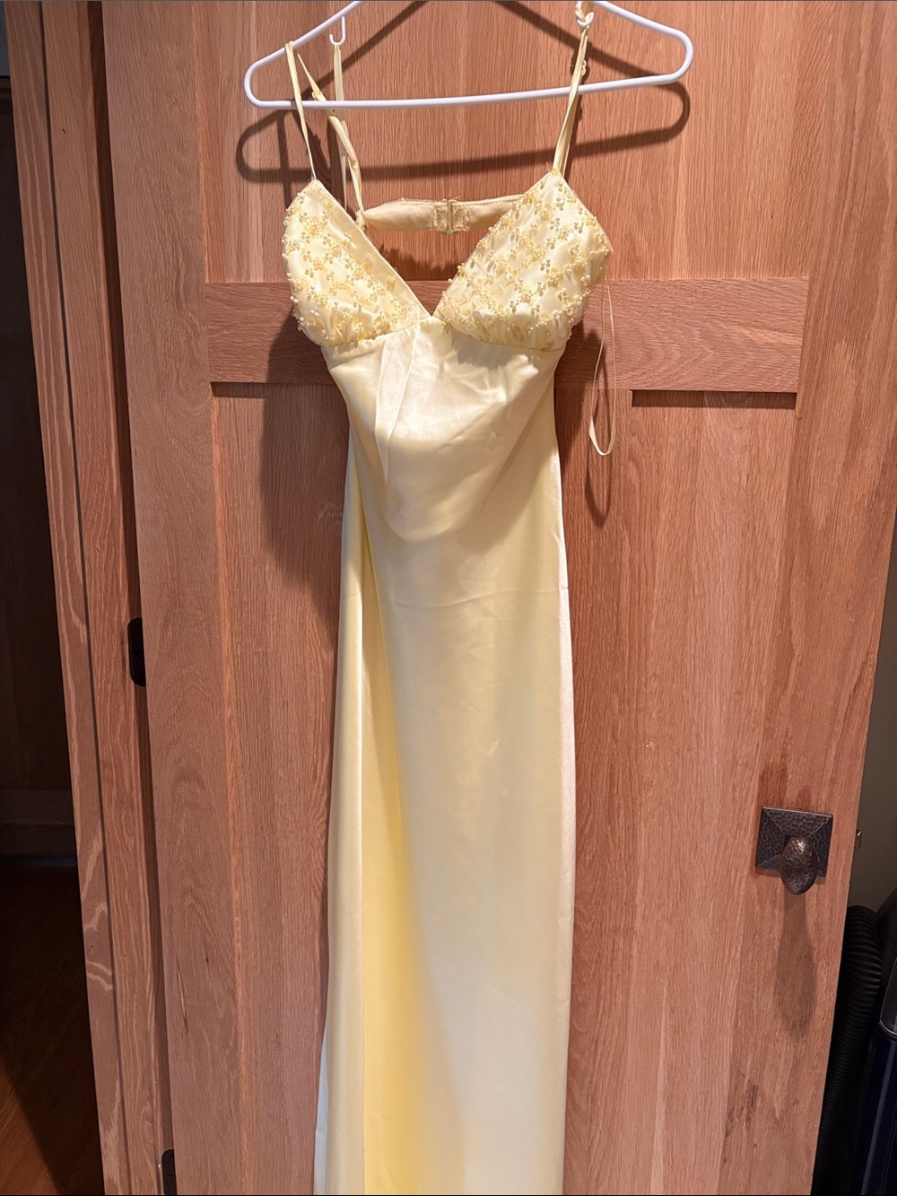 Elegant Yellow Embellished Slip Dress